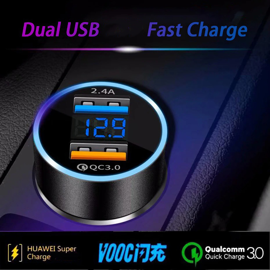 Leeioo Car Charger Mobil Fast Charging QC 3.0 LED Dual USB Port 2.4A - LE001 Gambar produk Leeioo Car Charger Mobil Fast Charging QC 3.0 LED Dual USB Port 2.4A - LE001