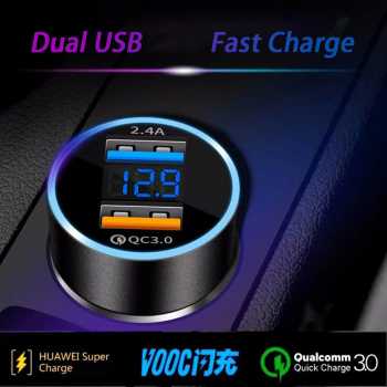 Gambar produk Leeioo Car Charger Mobil Fast Charging QC 3.0 LED Dual USB Port 2.4A - LE001