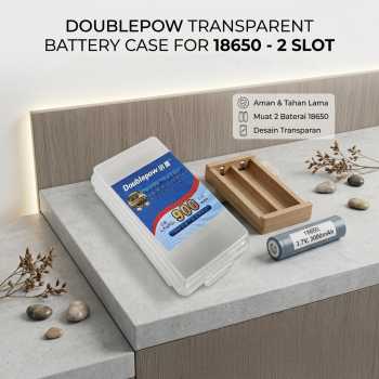 Doublepow Transparent Battery Case for 18650 2 Slot