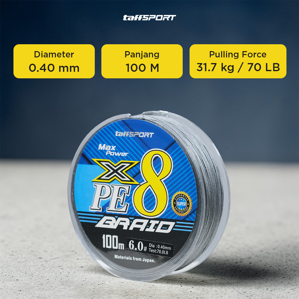 TaffSPORT Senar Pancing PE 8 Braided Strand Fishing Line 100M 6.0 - X8 Gambar produk TaffSPORT Senar Pancing PE 8 Braided Strand Fishing Line 100M 6.0 - X8 - 5