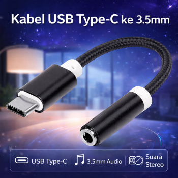 Kabel Adaptor USB Type C ke 3.5mm AUX Audio Port Braided - PJ1645-01
