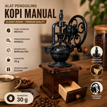 Gambar produk One Two Cups Alat Penggiling Kopi Manual Coffee Grinder Wood 30g - CW85532