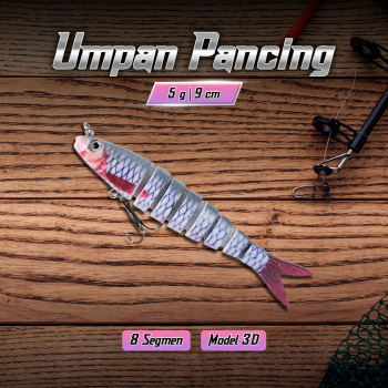 GOBAIT Umpan Pancing Ikan Lifelike Fish Bait Lure 8 Section 9cm 5g - GB-95