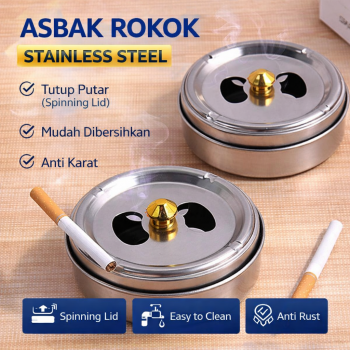 Gambar produk PEIXING Asbak Rokok Portable Rotation Enclosed Stainless Steel 1 PCS - JL032