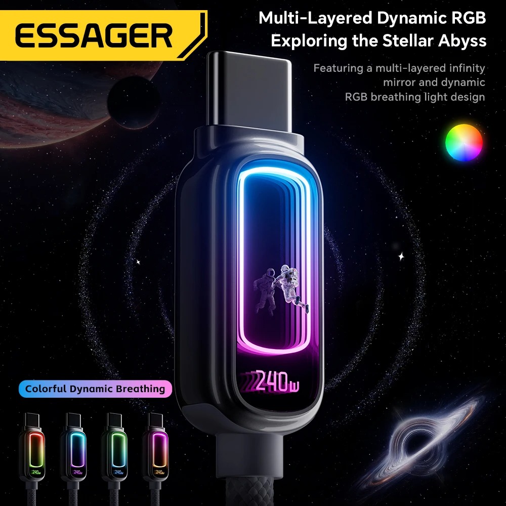 Gambar produk ESSAGER Kabel Data Type C to Type C Fast Charging PD QC 3.1 5A 100W 1M - ES-X81