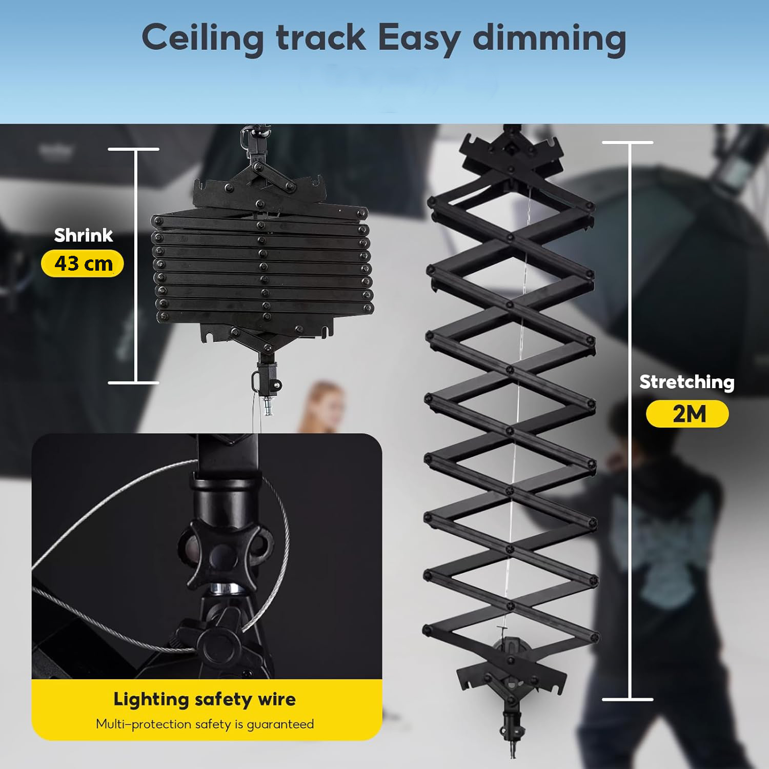 TaffSTUDIO Rel Gantung Lampu Studio Skytrack 4 Rel 4 Pantograf 3M - TS-443M Gambar produk TaffSTUDIO Rel Gantung Lampu Studio Skytrack 4 Rel 4 Pantograf 3M - TS-443M - 7