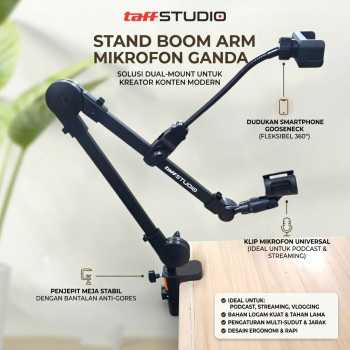 TaffSTUDIO Stand Holder Mikrofon Boom Arm Lazypod with Phone Holder - AK-V7