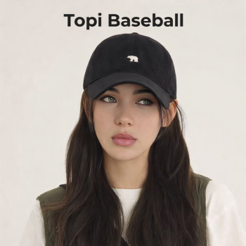 Bearlu Topi Baseball Cap Bordir Polar Bear Korean Style - F230