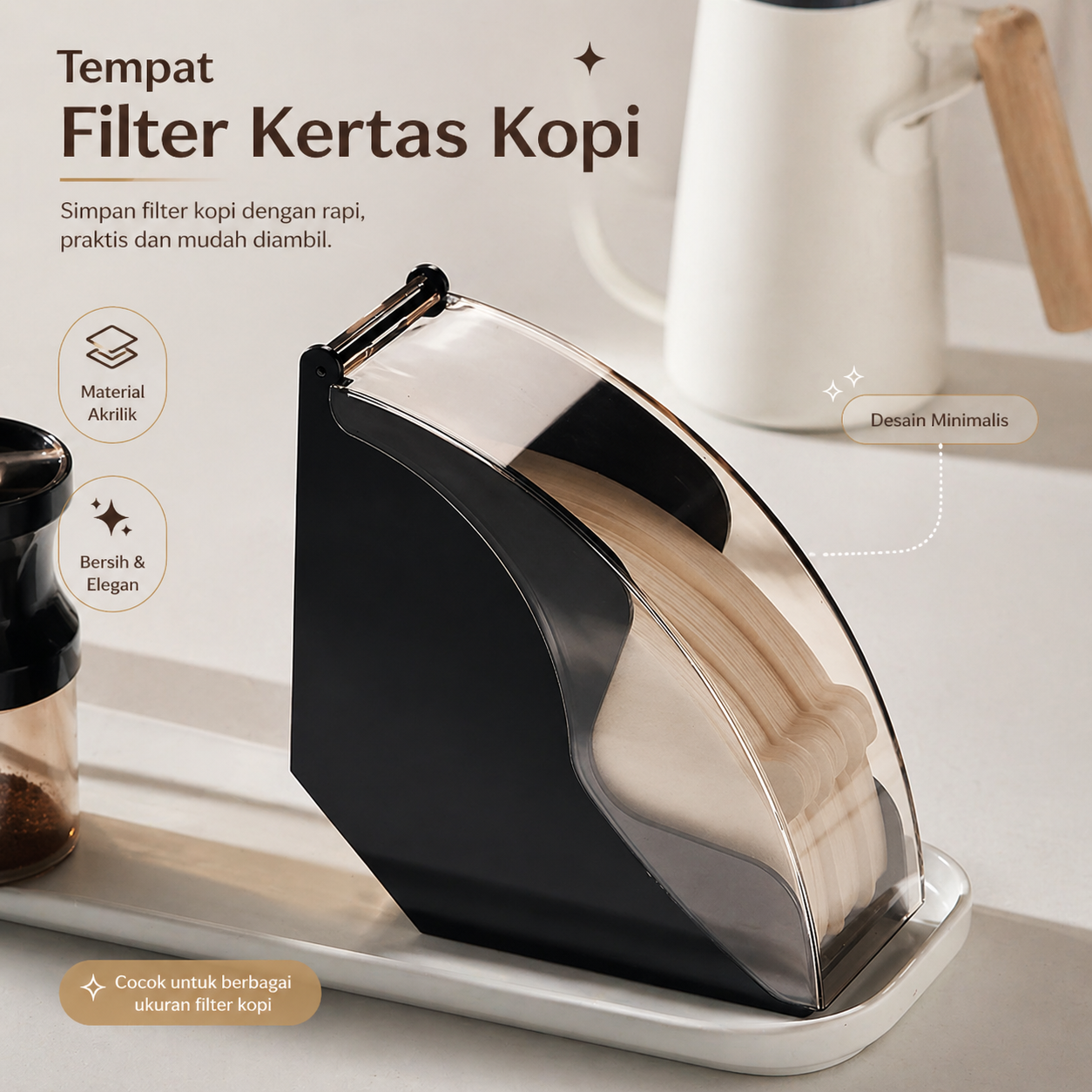 Gambar produk One Two Cups Tempat Filter Kertas Kopi Paper Coffee Holder Acrylic - ZJ020 - Utama