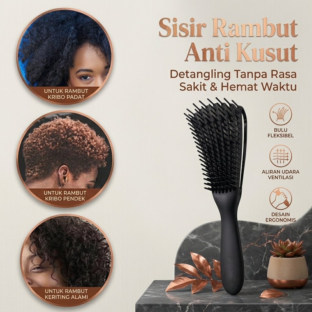YBLNTEK Sisir Rambut Anti Kusut Detangling Hair Comb Brush - Y75 Gambar produk YBLNTEK Sisir Rambut Anti Kusut Detangling Hair Comb Brush - Y75 - Utama