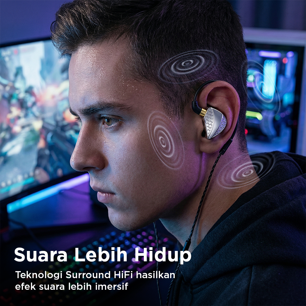 QKZ Earphone In-Ear Wired Detachable HiFi Surround Sound with Mic - Hi6T Gambar produk QKZ Earphone In-Ear Wired Detachable HiFi Surround Sound with Mic - Hi6T - 1