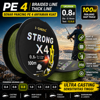 J-Cheng Senar Pancing PE 4 Braided Strand Fishing Line 100M - JC4180