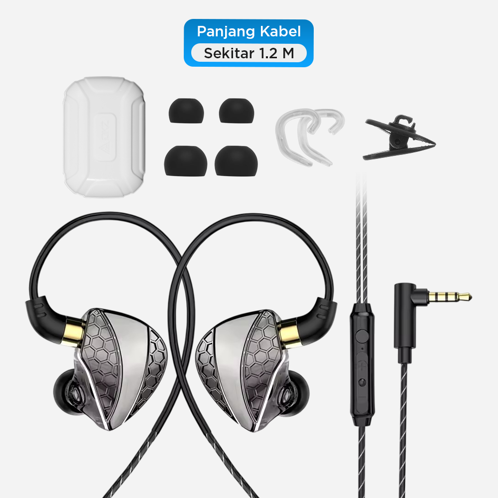 QKZ Earphone In-Ear Wired Detachable HiFi Surround Sound with Mic - Hi6T Gambar produk QKZ Earphone In-Ear Wired Detachable HiFi Surround Sound with Mic - Hi6T - 8