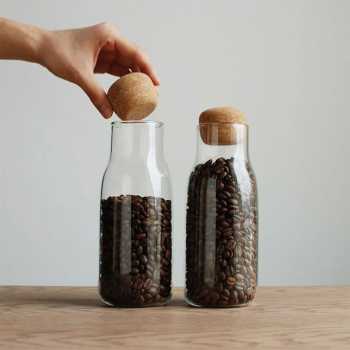 Gambar produk HUFFA Bottle Glass Cork Sealed Jar Storage Teh Kopi Jus Multifungsi 600ml - YS-8080