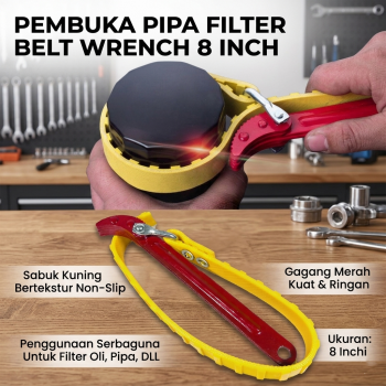 Puluoen Alat Pembuka Pipa Filter Belt Wrench Puller Strap 8 Inch - SR-1149
