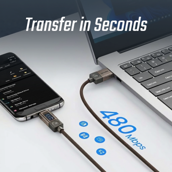 Gambar produk ESSAGER Kabel Data USB Type C Fast Charging LED Display 7A 100W 1M - ES-X76