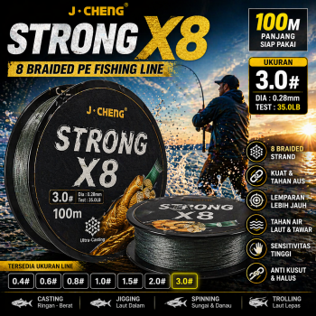 J-Cheng Senar Pancing PE 8 Braided Strand Fishing Line 100M - JC4188