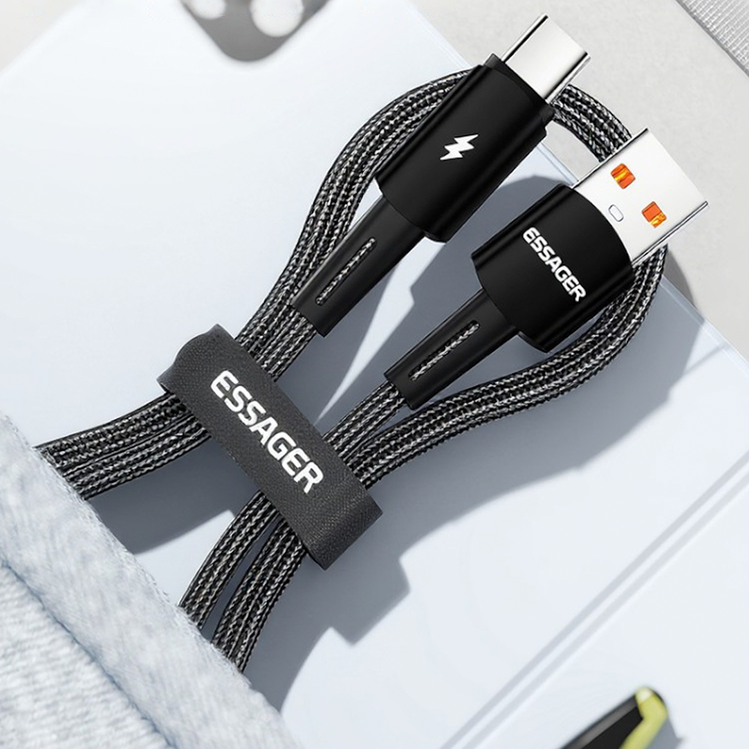 Gambar produk ESSAGER Kabel Data USB A to Type C Fast Charging Braided 120W 6A 2M - EXC120-CG01-P - 6