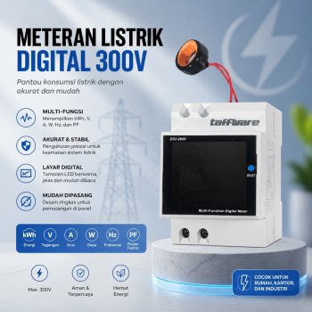 Taffware Meteran Listrik Digital Display Din Rail Single 300V - D52-2066