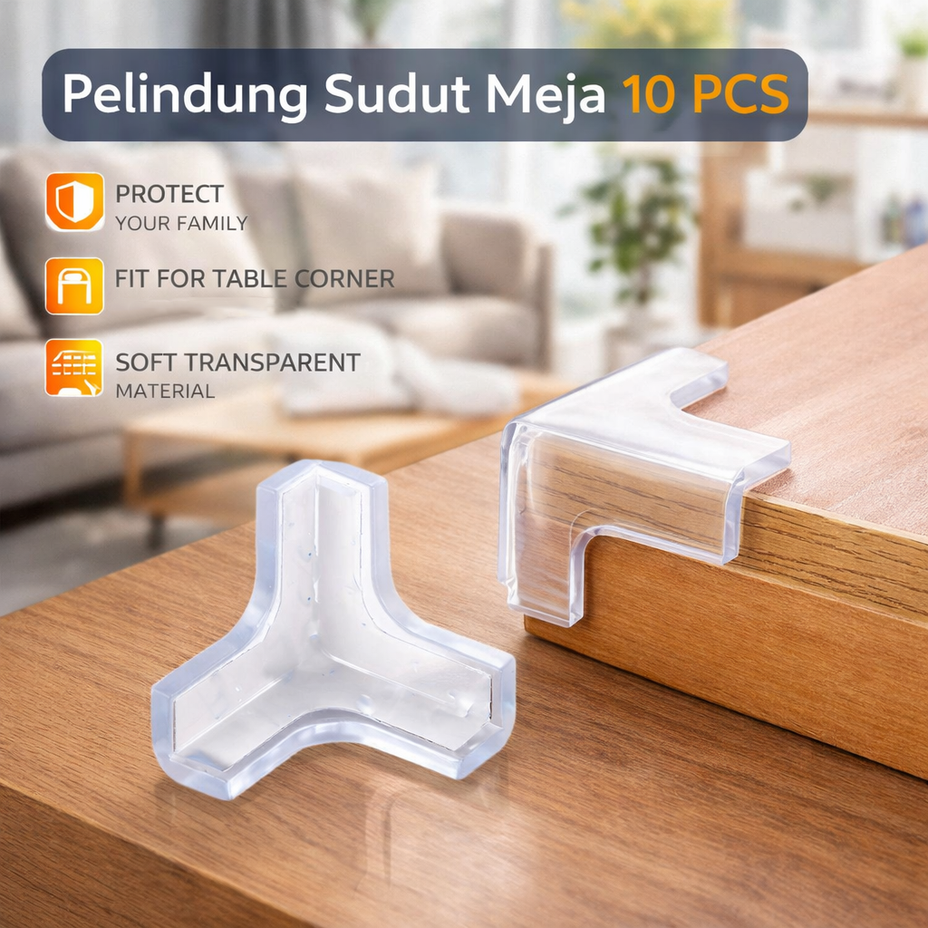 Gambar produk FUSHAN Pelindung Sudut Meja T-Shaped Corner Protector 10 PCS - FS33 - Utama