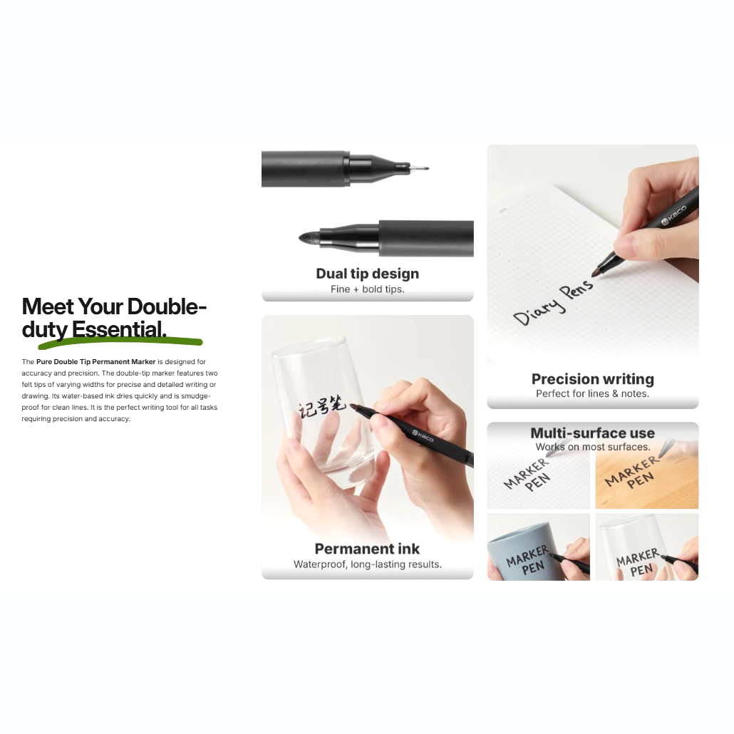 Gambar produk Kaco Pure Spidol Double Tip Permanent Marker 4 mm 0.8mm 1 PCS - K1051