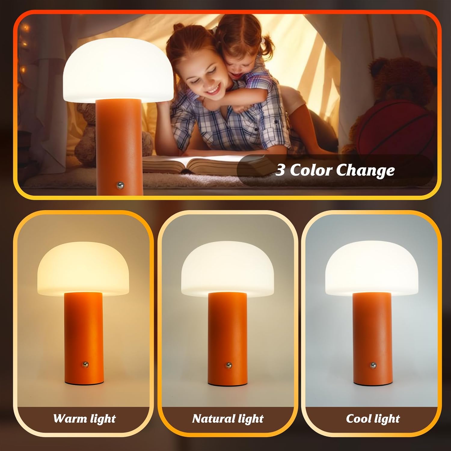 Gambar produk MAGCHARM Lampu Meja Hias Touch LED 3in1 Color Mushroom Lamp 1200mAh 3W - MG-12