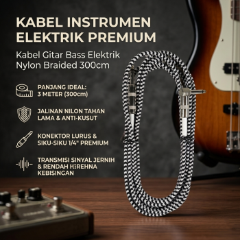 WORLDSTAGE Kabel Gitar Bass Elektrik Nylon Braided - CBC-30