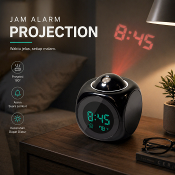 Gambar produk XNCH Jam Alarm Projection LCD Digital Clock Voice Thermometer - FJ3532