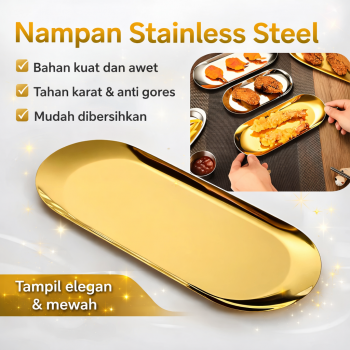 ATH Nampan Stainless Steel 201 Elliptical Disc Flat Bottom 22.3x9.2cm - A-23