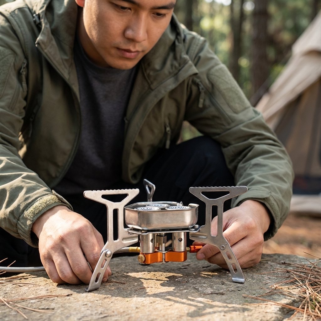 Gambar produk TaffSPORT Kompor Gas Portable Lipat Ultralight 3 Burner Camping Stove - KV36