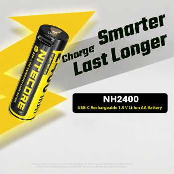NITECORE Baterai Isi Ulang AA Li-Ion Button Top 2400mAh 1.5V 4 PCS - NH2400