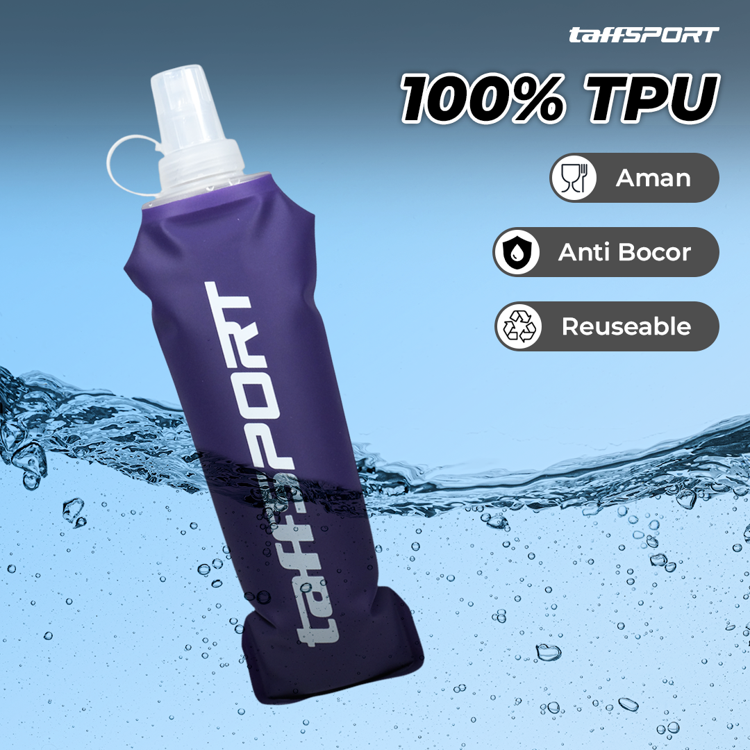TaffSPORT Botol Minum Lipat Soft Flask Foldable Water Bottle TPU 500ml - TFSF-50 Gambar produk TaffSPORT Botol Minum Lipat Soft Flask Foldable Water Bottle TPU 500ml - TFSF-50 - 2