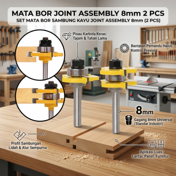 JGZUI Mata Bor Drill Bit Tongue and Groove Joint Assembly 8mm 2 PCS - C3