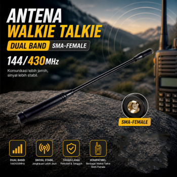 ABBREE Antena HT Walkie Talkie Radio Dual Band SMA-Female 144/430MHz - AB-43