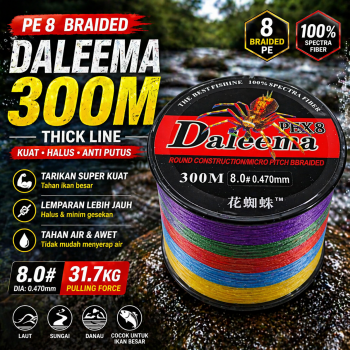 Daleema Senar Pancing PE 8 Braided Strand Fishing Line 300M - JY-300