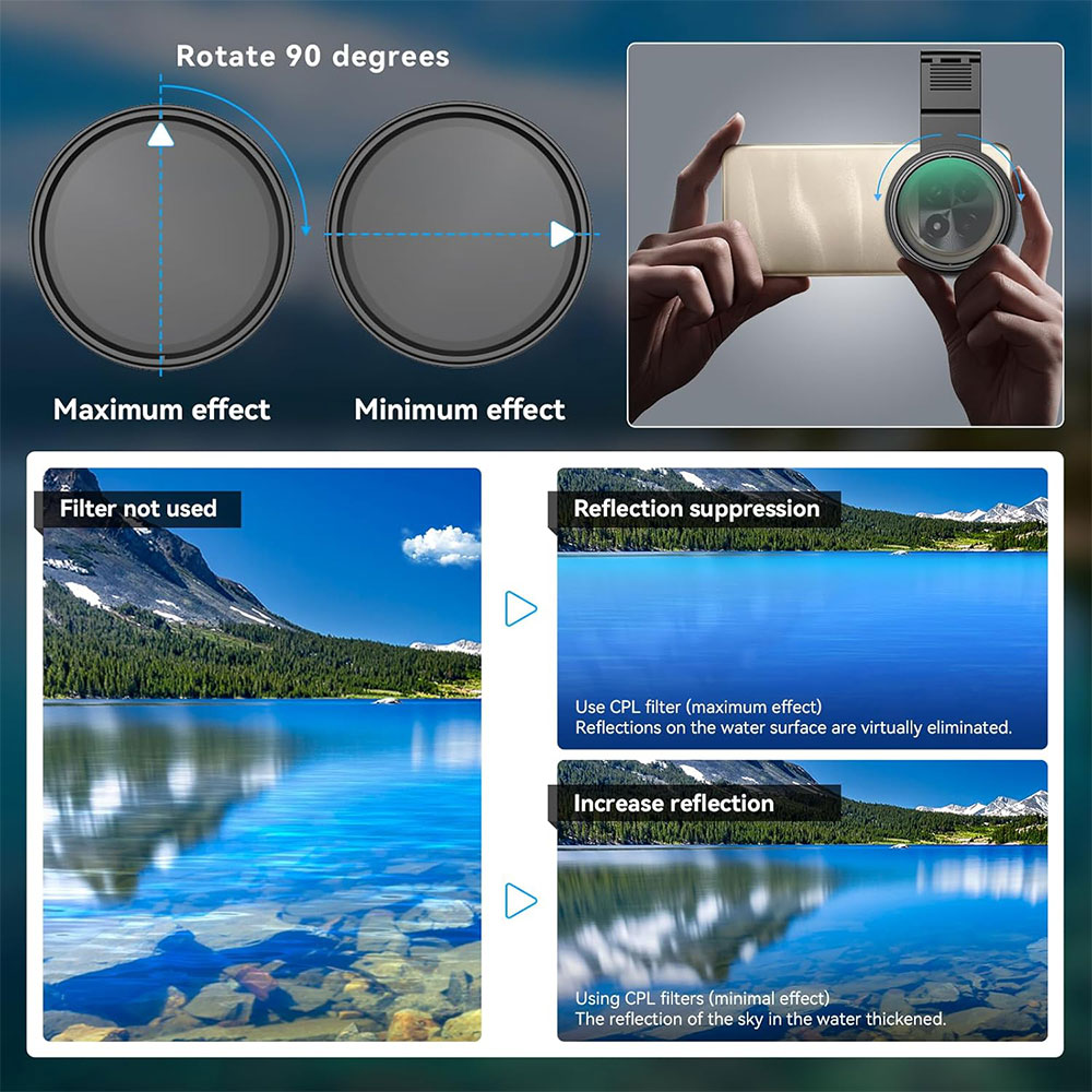 Gambar produk APEXEL Lensa Filter Kamera Smartphone 7in1 HD Glass with Clip 58mm - APL-58FL7