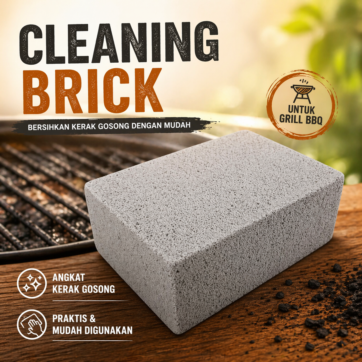 Liplasting Pembersih Grill BBQ Cleaning Brick Block - H101 Gambar produk Liplasting Pembersih Grill BBQ Cleaning Brick Block - H101 - 1
