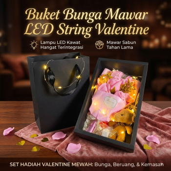 AUGSHY Buket Bunga Sabun Mawar Boneka LED String Soap Rose Valentine - AG-07