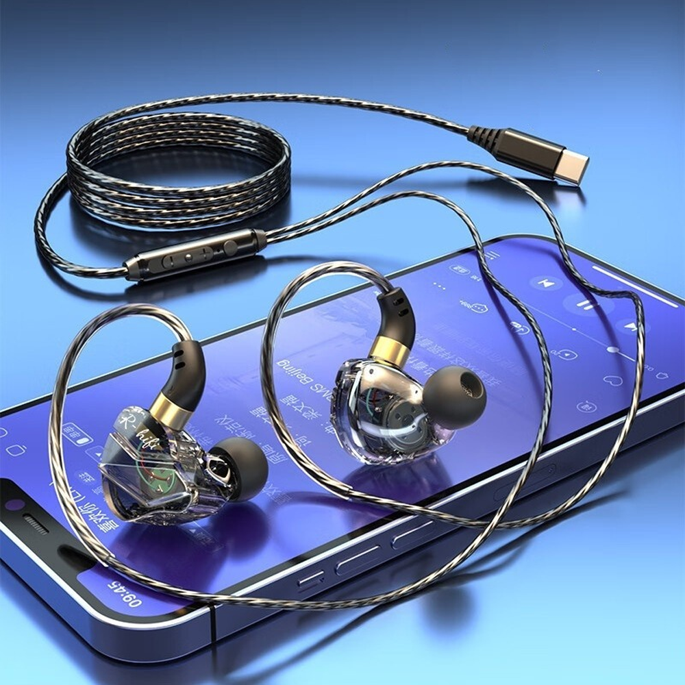 WKZ Earphone In-Ear Subwoofer Gaming Computer Sports with Mic USB Type C - S16 Gambar produk WKZ Earphone In-Ear Subwoofer Gaming Computer Sports with Mic USB Type C - S16 - 6