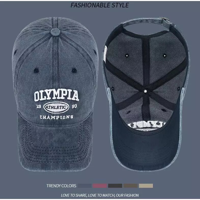 MUJE Topi Baseball Cap Bordir Olympia Athletic Champion Washed Style - F210 Gambar produk MUJE Topi Baseball Cap Bordir Olympia Athletic Champion Washed Style - F210