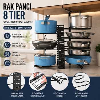 KAIERSEN Rak Panci Dapur Pot Rack Organizer Under Cabinet 8 Tier - KA1