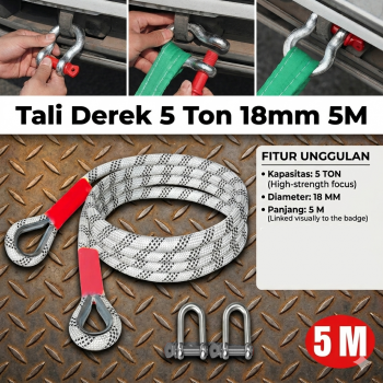 IFANYUO Tali Derek Car Tow Rope Strap Rescue 5 Ton Polyester 18mm - LJY024