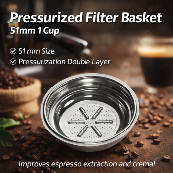 Dalinwell Filter Basket Portafilter Double Wall Pressurized 51mm 1 Cup - DWL-51P