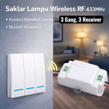 TaffHOME Saklar Lampu Wireless Dinding Tembok Lamp Switch RF 433MHz - WHK01