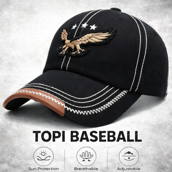 Wokra Topi Baseball Cap Bordir Adjustable Eagle Embroidery - F240