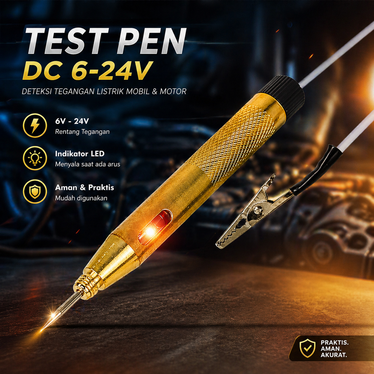 RHCARTOOL Test Pen Deteksi Arus Listrik Car Voltage Tester DC 6-24V - ET610 Gambar produk RHCARTOOL Test Pen Deteksi Arus Listrik Car Voltage Tester DC 6-24V - ET610 - Utama