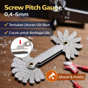 LUOWEN Pengukur Bulir Baut Thread Screw Pitch Gauge 0.4-6mm 60 Degree - BI1854