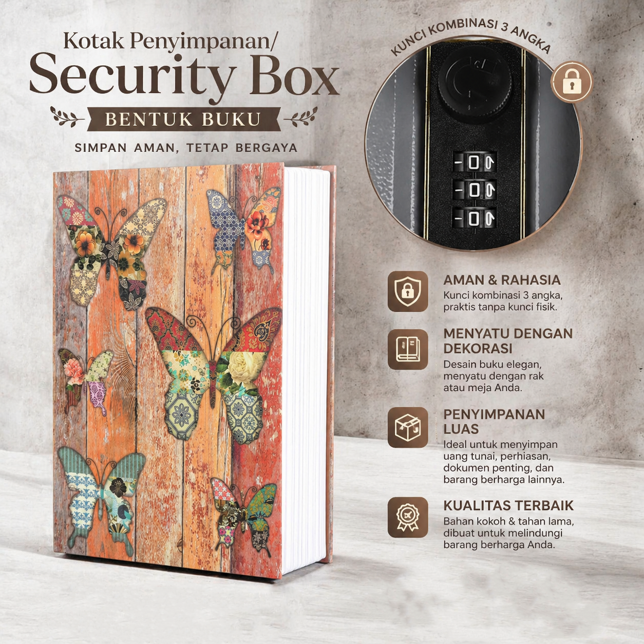 Gambar produk TaffGUARD Kotak Buku Novel Hidden Security Box Password Lock Size S - KB-20P