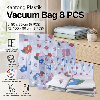 TaffPACK Kantong Plastik Vakum Pakaian Vacuum Bag 8 PCS Electric Pump - TF-90