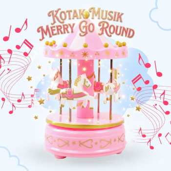 Gambar produk Kotak Musik Merry Go Round Musical Box Carousel Mekanikal - HD-Y02